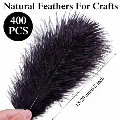 Crowye 100 Pcs Ostrich Feathers Bulk for Centerpieces Craft Ostrich Feathers for Masquerade Vase Wedding Party Home Costume Decorations (6-8 Inch,Black)