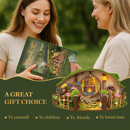 DIY Miniature House Kit, Book Nook Mini House Bookshelf Decor 3D Wooden Puzzle for Adults, Birthday Gift for Family, Friends - The Magic Ring House
