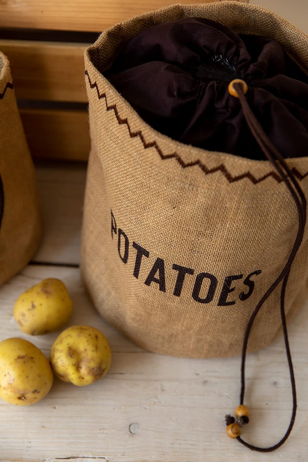 Natural Elements Potato Bag with Blackout Lining, Hessian, 24 x 24 cm, Brown