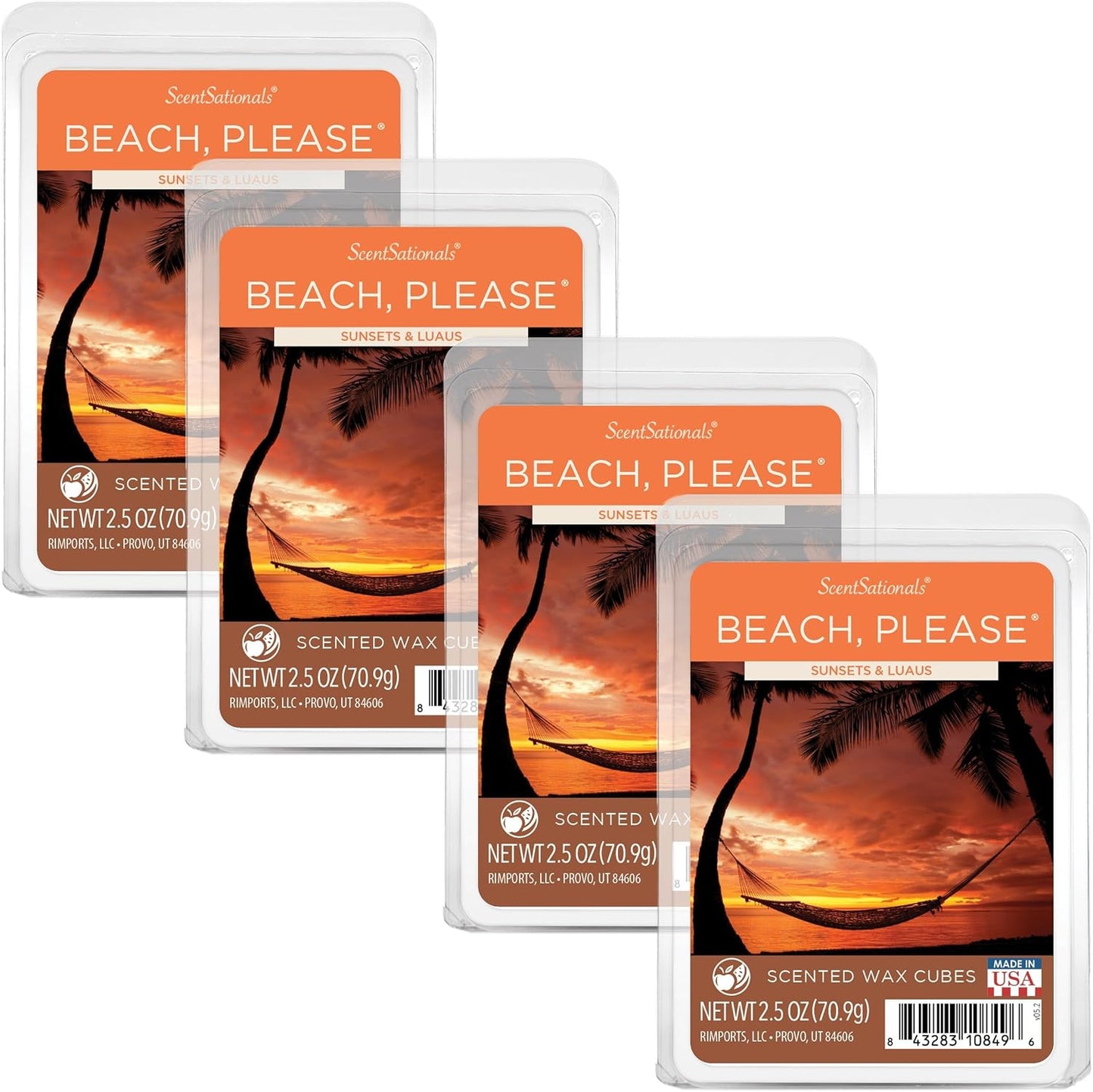 Scentsationals Wax Melts - Beach Please, Long Lasting Scented Melts for Warmer, 10oz (24-Cubes)