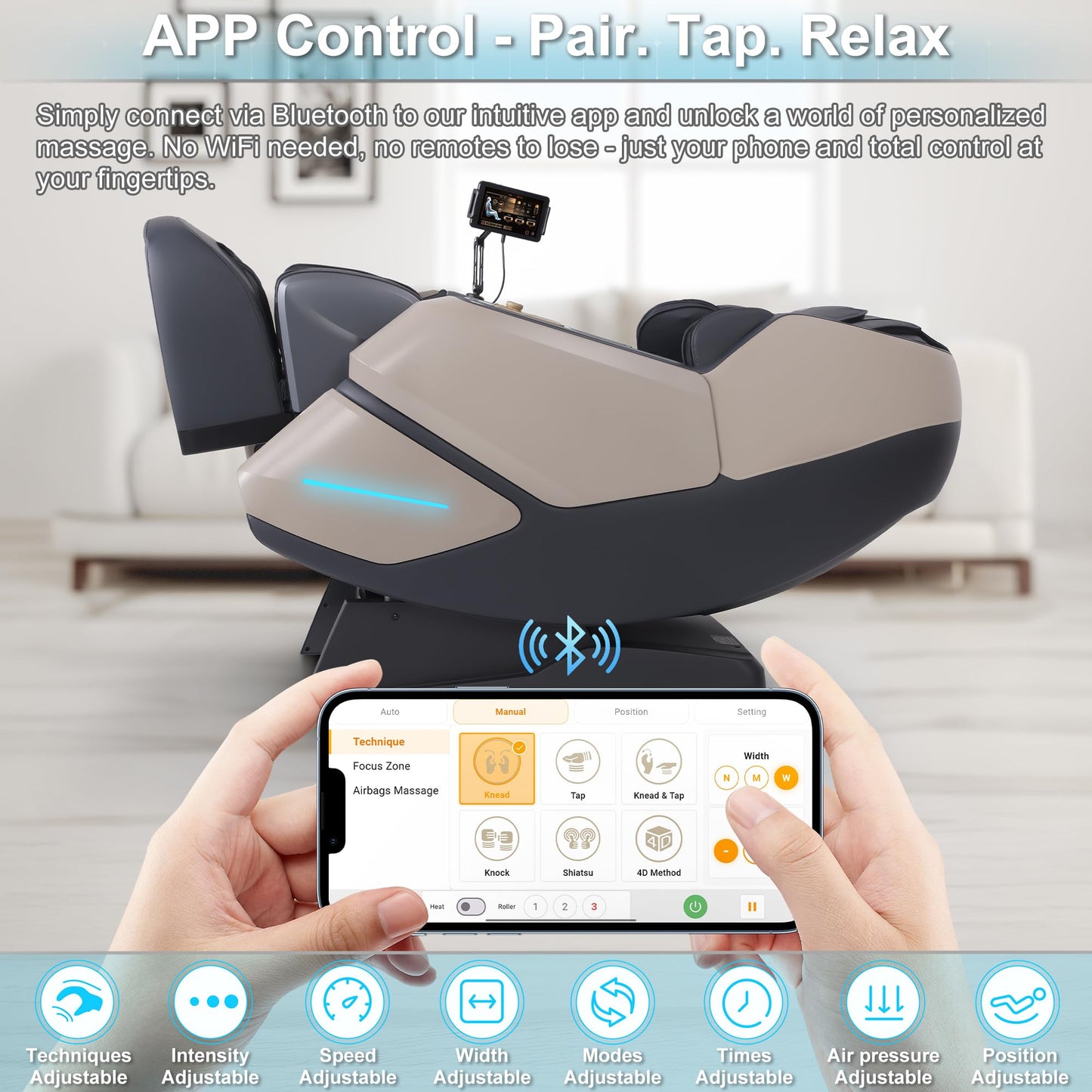 MassaMAX 2026 4D Massage Chair, Full Body Recliner with OTA Cloud Tech, Deep Yoga Stretch, 27 Auto Modes, 55" SL Track, APP & AI Voice Control, Auto Footrest, Zero Gravity, and Heating for Relaxation