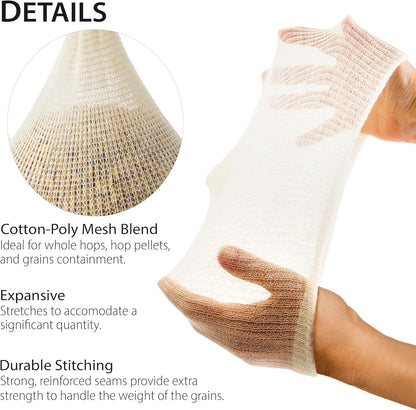 14" (100 Pack) Hops, Grain & Spice Beer Brewing Bags Cotton Mesh Steeping Bags for Beer Wine, Cider, Tea, Soups & Nut
