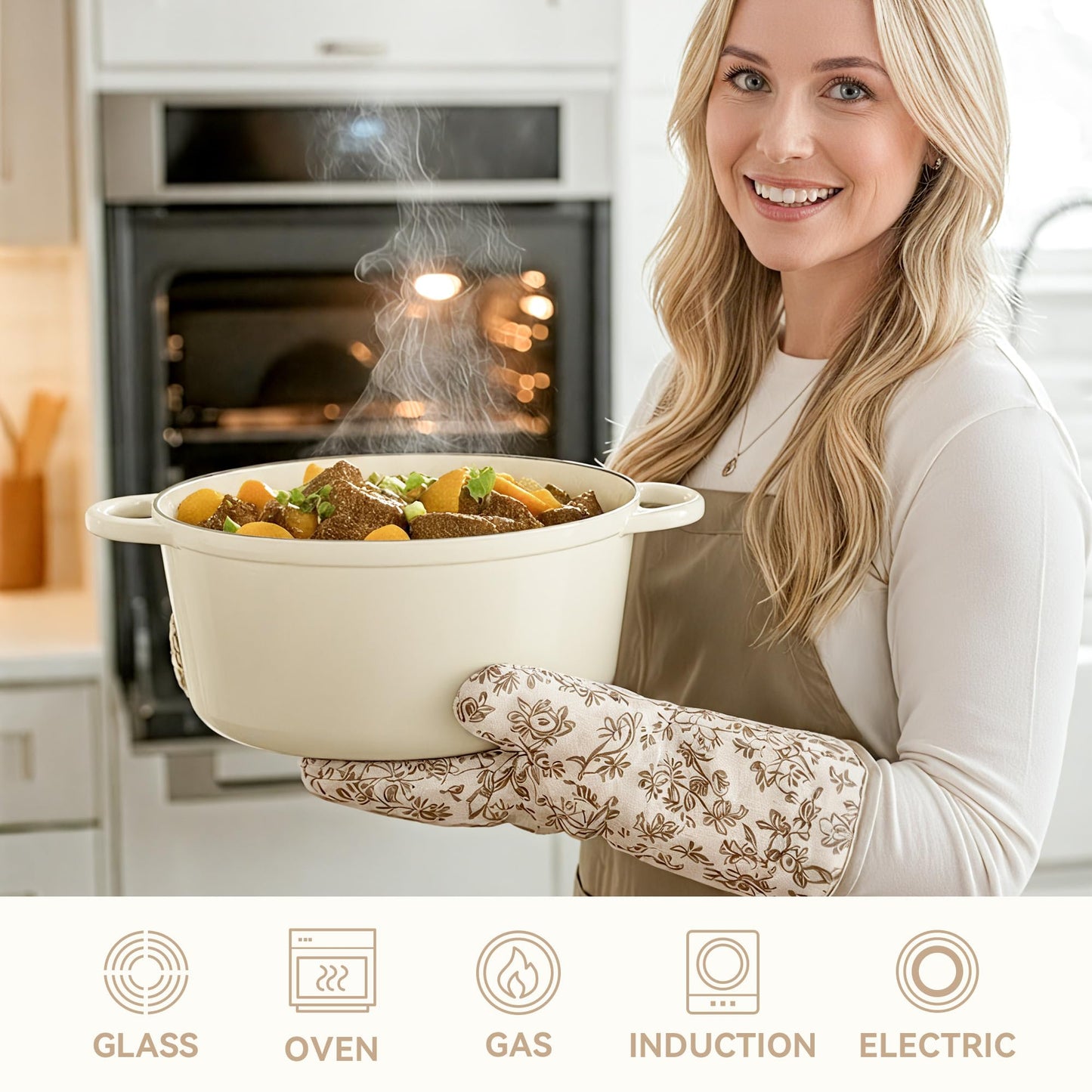 6.5 Quart Dutch Oven Pot with Lid, Non Stick Enameled Cast Iron Dutch Oven for Bread Baking, Heavy-Duty, Oven Safe Ceramic Cookware Up to 500°F for Baking, Braising, Stews, Roasting, Red