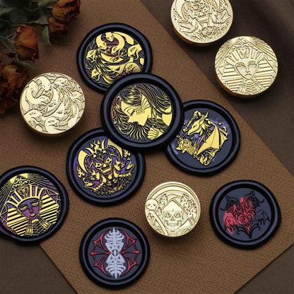 Ychostamp Supernatural Evil Wax Seal Stamp - Brass & Pearwood, Succubus Design, 0.98 inch/25mm, Envelope Sealing, Craft, Invitations, Gifts