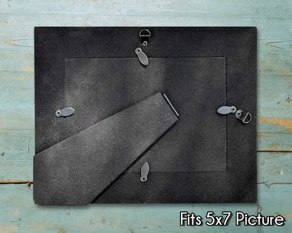 Personalized Newlywed Couples Leather Picture Frame - 7x5 Engraved Wedding Anniversary Gift