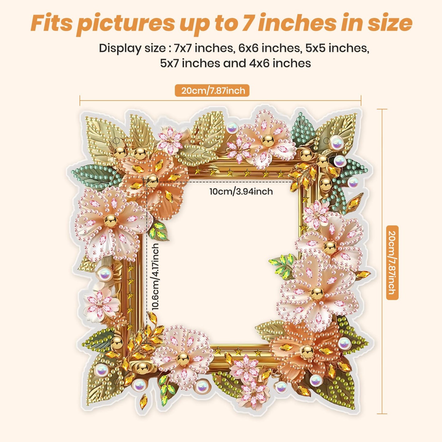 MXJSUA Pink Floral Special Shape Diamond Painting Picture Frame Kits for Table Home Decor, Acrylic Tabletop Display Photo Diamond Art Painting Frame Suitable for Photos within 7 Inches