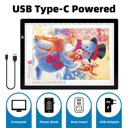 RTjoy A3 Slim LED Light Tracing Box Pad, Adjustable USB Powered Copy Board LED Tablet for Tattoo Transferring,DIY Drawing,Diamond Art,Sketching,Weeding Vinyl Craft