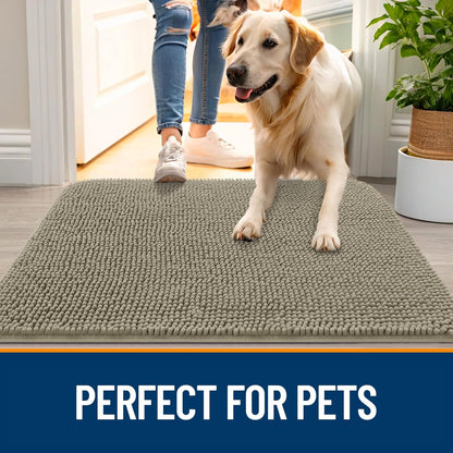 OLANLY Dog Door Mat - Absorbent Non-Slip Washable Doormat for Muddy Paws | 47x20 Warm Taupe
