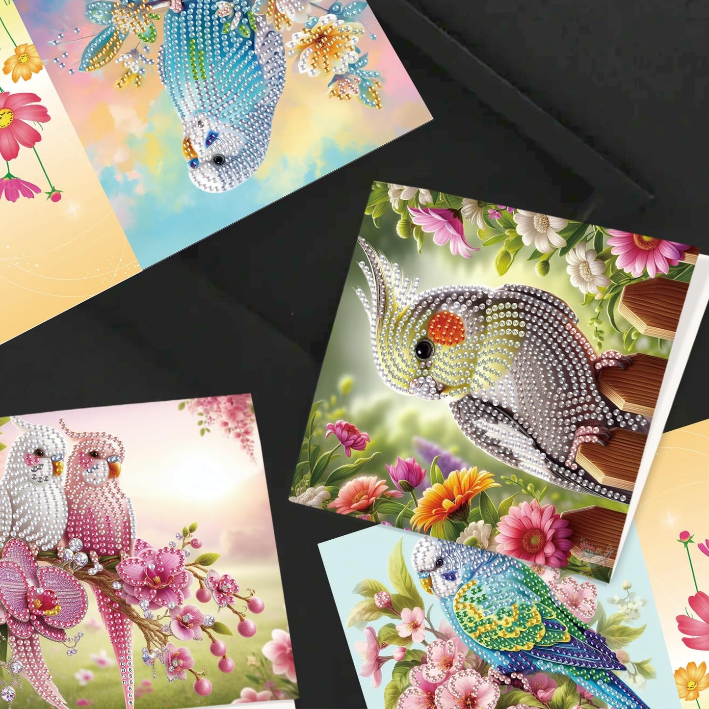 JISHSHAY 8 PCS Diamond Art Greeting Cards Bird Diamond Painting Birthday Cards Animal Gem Art Bird Gem Painting Mosaic Kits for Adults for Thanksgiving Anniversary Valentine Graduation All-Occasion