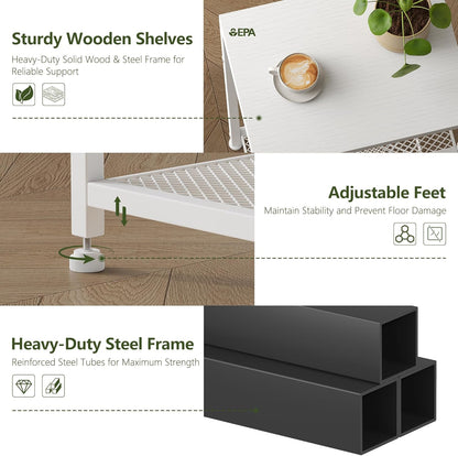 29.1" HET003WT1 Heybly Small Side Table, Tall End Table with Adjustable Shelf, Telephone Table, Nightstand, Accent