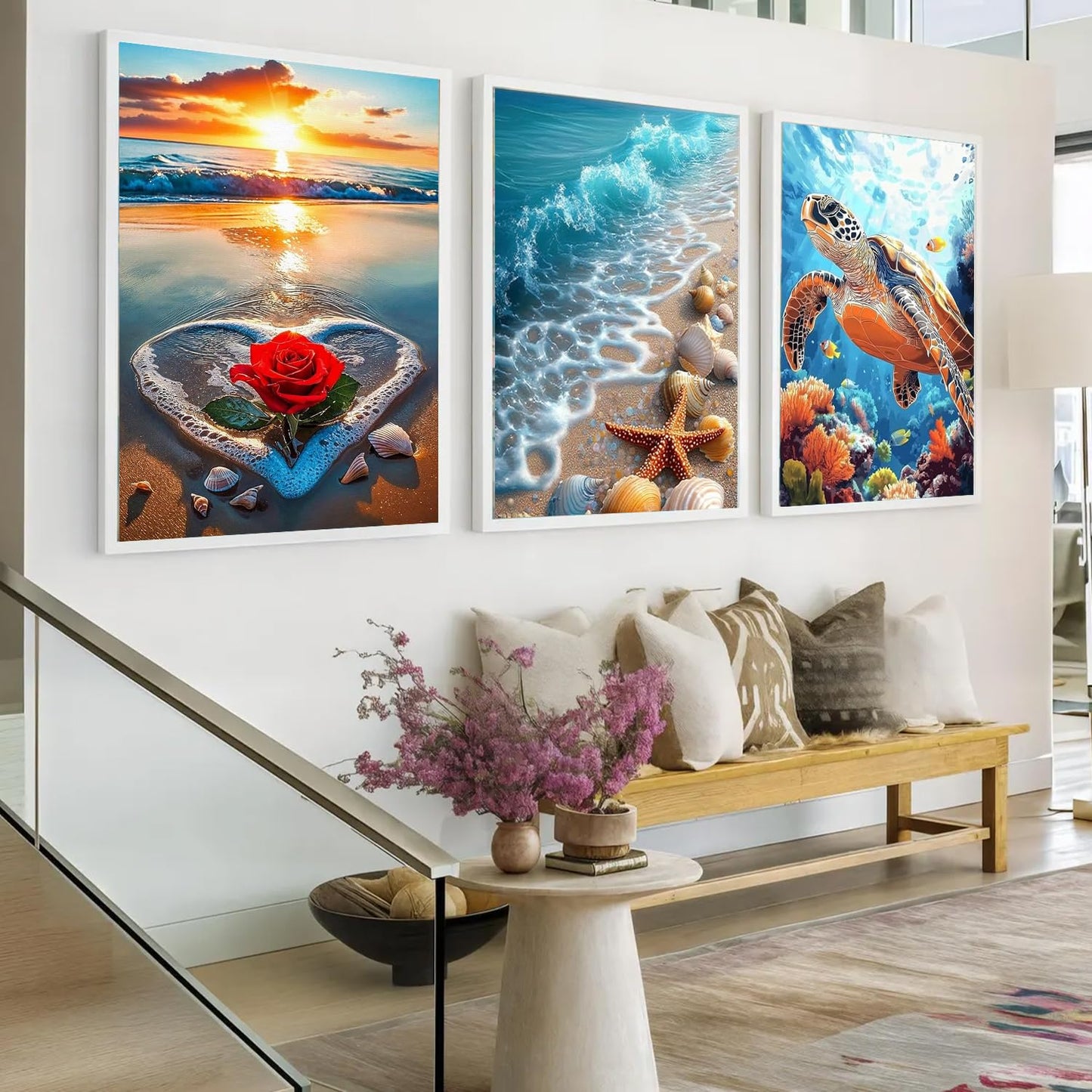 PHANTASYART 6 Pack Paint by Numbers Kit for Adults Beginners-Beach Adult Paint by Numbers,Easy Landscape Canvas Paint by Numbers for Adults,DIY Acrylic Paint Kit for Gifts Home Decor 8x12inch