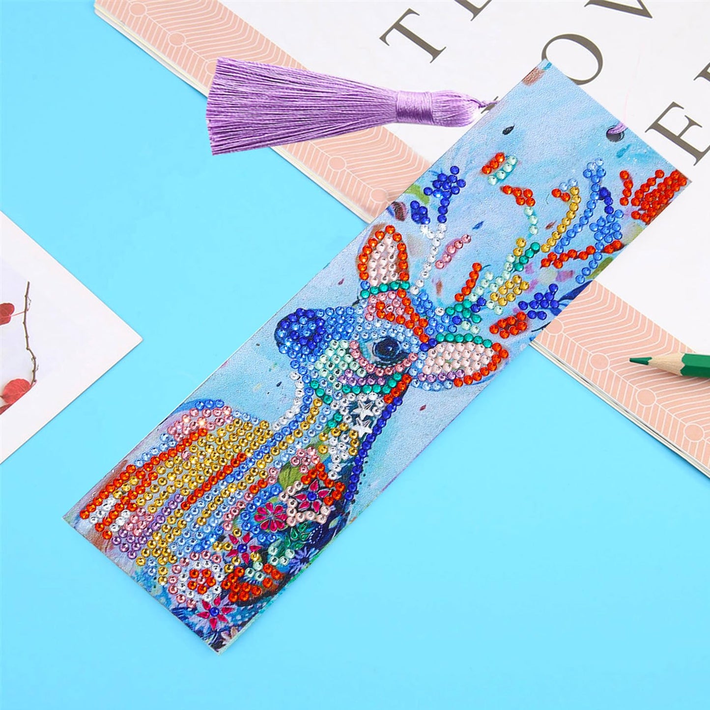 LINGFANG 6 Pcs Diamond Painting Bookmark, Animal DIY Book Makers for Adults Book Lovers, Diamond Art Beginners, Small Diamond Art Kits, Paint by Art Crafts Supplies Gift for Women Girls (Dog)