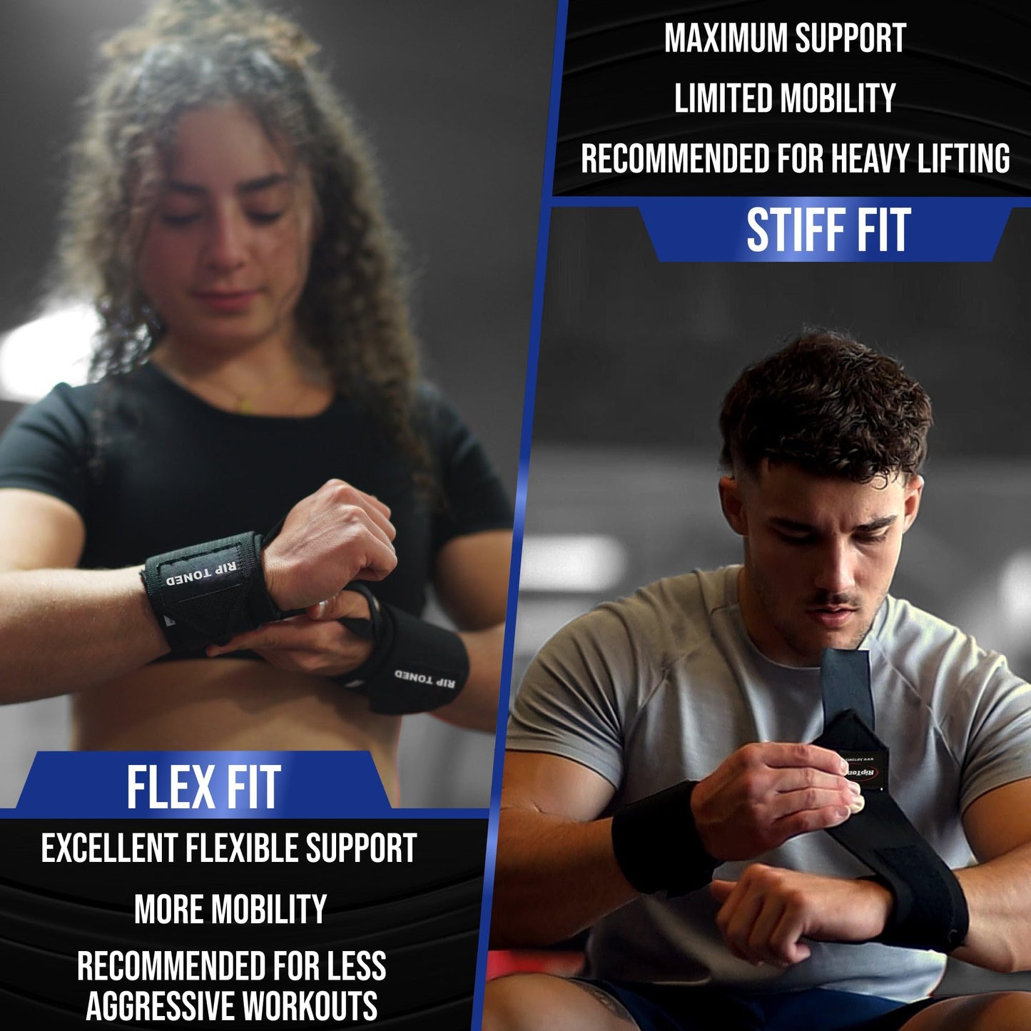 Rip Toned 18” Wrist Wraps - USPA Endorsed Wrist Straps for Weightlifting - Quality Wrist Support - Adjustable, Durable, Machine Washable - Gym Wraps for Powerlifting - for Men & Women