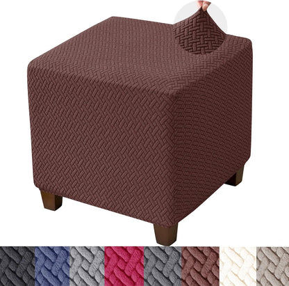 HFCNMY Ottoman Cover Square,Stretch Knitted Small Square Ottoman Slipcover,Storage Foot Stool Covers with Elastic