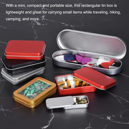 uxcell Metal Tin Box, 7.09" x 4.33" x 1.57" Rectangular Empty Tinplate Containers with Lids, Silver Tone, for Home Organizer, Candles, Gifts, Car Keys, Crafts Storage