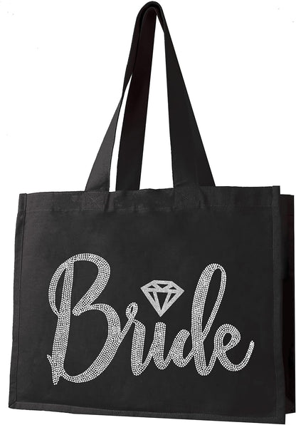 Giant Canvas Bride Tote Bag, 18" x 14", Diamond Motif Rhinestone Totes