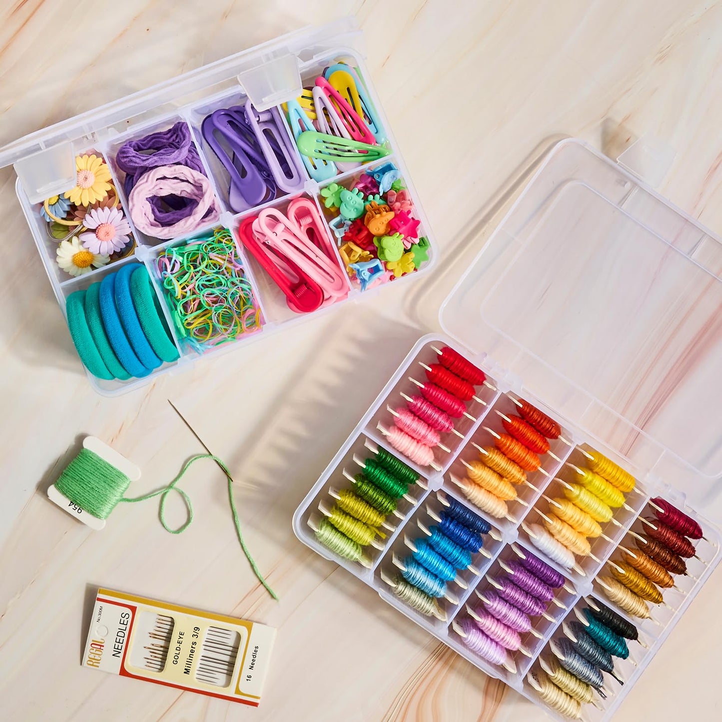 Mauproy 4 Pack 8 Grids Bead Organizer and Storage, Clear Plastic Storage Containers with Removable Dividers and Labels Small Tackle Box Organizer for Jewelry Crafts Electronics Small Parts