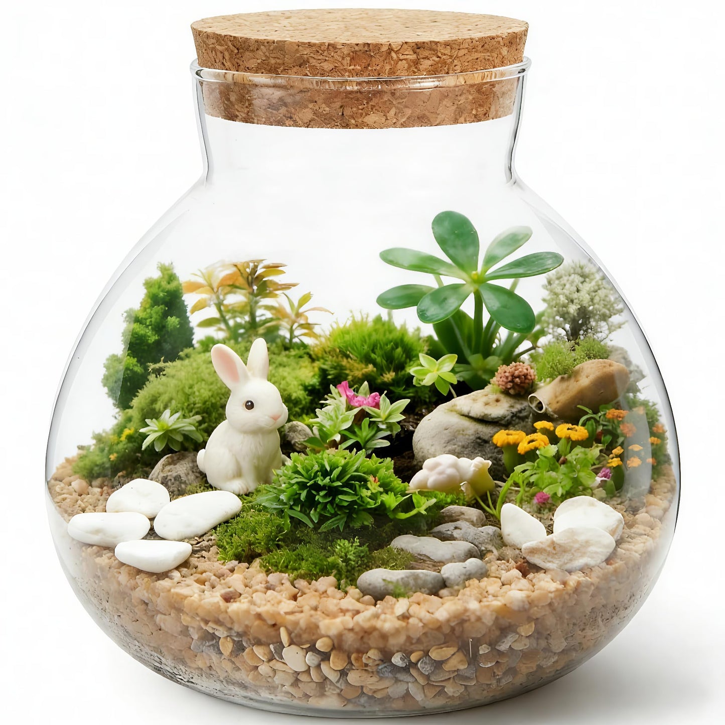 NUOBESTY Glass Terrarium Jar with Cork Lid, 6x6.3 Inch Closed Terrarium for Succulent Moss and Fern, DIY Miniature Desktop Garden for Home & Office Decor (No Plants)