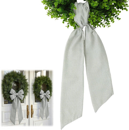 Skiennix Wreath Sash - Holiday Stripes Design | 5.1'' W x 59'' L for Front Door Decor