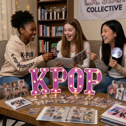InnovTools Purple KPOP Light Up Marquee Letters, Cordless Plastic LED Sign for K-Pop Room Decor, Wall Mountable Night Light for Teens Music Lovers Birthday Party Concert After-Party