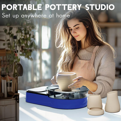 Pottery Wheel for Kids and Beginners - Complete Pottery Set with 6" Turntable with Two-Way Rotation, 2.2lb Clay, Art Supplies Sculpting Tools, Craft Gifts for Kids