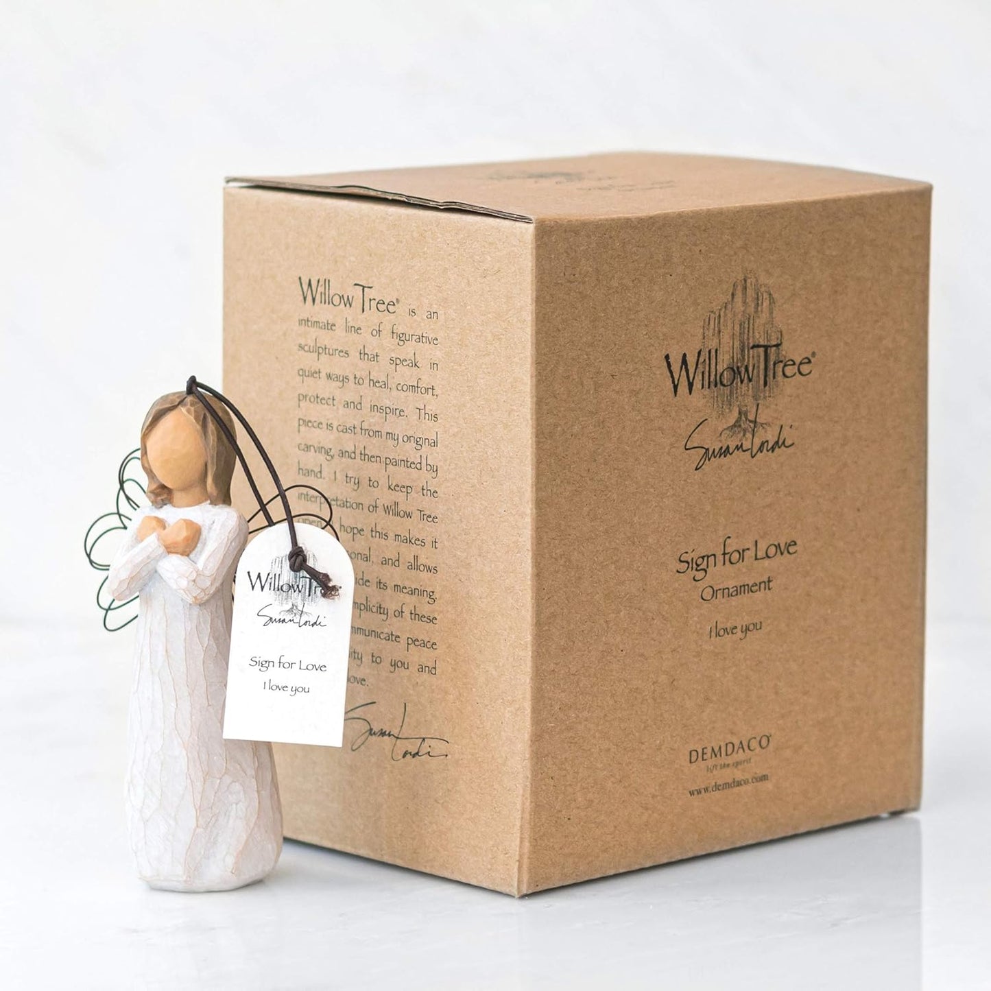 Willow Tree Sign for Love Ornament, Hand-Painted Sculpted Figure