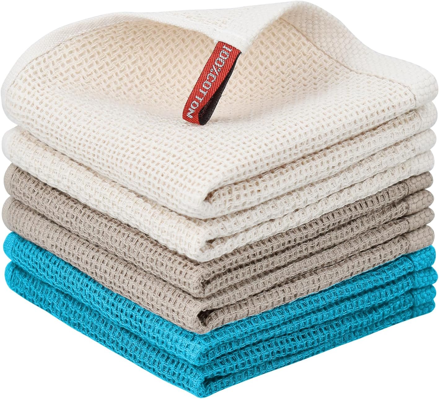 6 Pack 100% Rags-12x12 Inches Nialnant Kitchen Towels, Cotton Dish Cloth for Washing Dishes, Absorbent Quick Drying