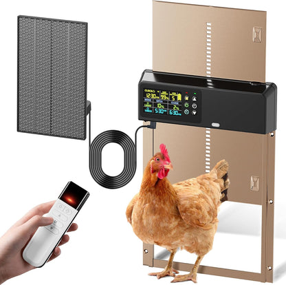 Tephrotrak 3500mAh 656ft Anti-Pinch 5 Automatic Chicken Coop Door, Solar Powered with Battery, Long-Range Remote