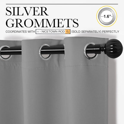 NICETOWN Silver Grey Room Darkening Curtain Panels - 86" Long | Heat-Blocking Drapes for RV & Studio (55" Width, 2 Panels)