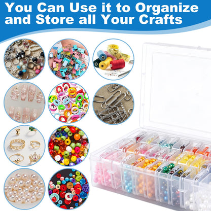 Btnoro Bead Organizer Box, 60 Pcs Small Clear Plastic Storage Containers with Hinged Lid, Mini Craft Boxes for Beads, Jewelry Making, Diamond Painting, Nail Art, Screws and Small Parts Organization