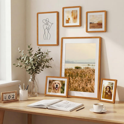 A3 Picture Frame,Natural Solid Teak Wood Photo Frame with HD Tempered Glass,A3 Photo Frames Matted to A4,Rounded Corner Wooden Frames Wall Decoration for Family/Graduation/Wedding/Certification