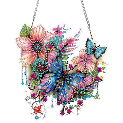 DOMROM Hanging Diamonds Art Kits for Adults, Butterfly DIY Special Shaped Diamond Painting, Gem Art Suncatcher Ornament for Home Garden Window Wall Decor
