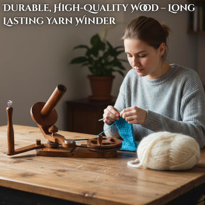 Brainmart Rosewood Yarn Winder & Swift with Wooden Yarn Bowl – 30pcs Crochet Kit | Handcrafted Wooden Ball Winder, Crochet Hooks Set, Bobbins, Weaving Needles for Knitting, Crocheting & Weaving