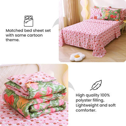 Sets 6 Set Set Mooreeke Twin Size Comforter for Girls Kids, Pieces Bed in a Bag Garden Cute Rabbit Floral Bedding