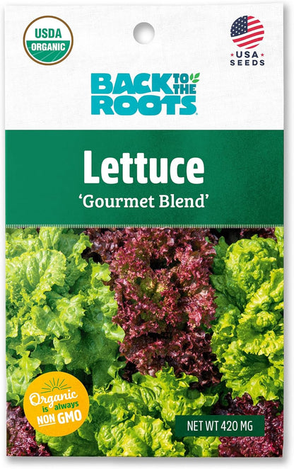 100% Packet 420mg Back to The Roots Organic Seed - Lettuce 'Gourmet Blend'
