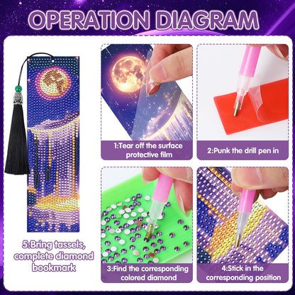Sitsink Landscape Diamond Art Bookmarks - 8 Pcs Polar Lights Aurora Diamond Painting Kits Bookmarks Set Scenery Design