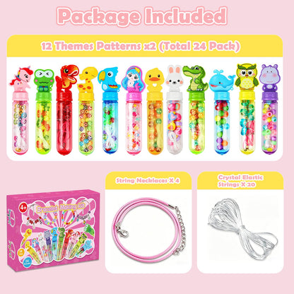 DUPHLAGT Bracelet Making Kit for Kids - 24 Pack Charm Bracelet Kit Jewelry Making Supplies for Girls Art Crafts Classroom Prizes Birthday Gift Party Favors Age 4-6 4-8 8-12