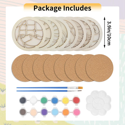 Temlum Wooden Coasters Painting Kit, Paint You Own Coaster Wooden Painting Craft Kit for Adults and Beginners Art Craft Supplies (Landscape)