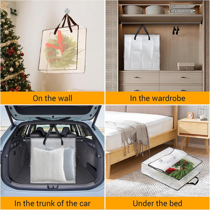 Skiennix Wreath Storage Bag - 26-Inch 95L Container for Holiday Decor & Home Organization