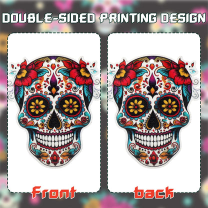 Vercraft 36 Pcs Sugar Skulls Ornaments for Christmas Tree Hanging Decoration Novelty Wood Double-Sided Printing Mexican Christmas Tree Skeleton Head Decor for Holiday Party Favor