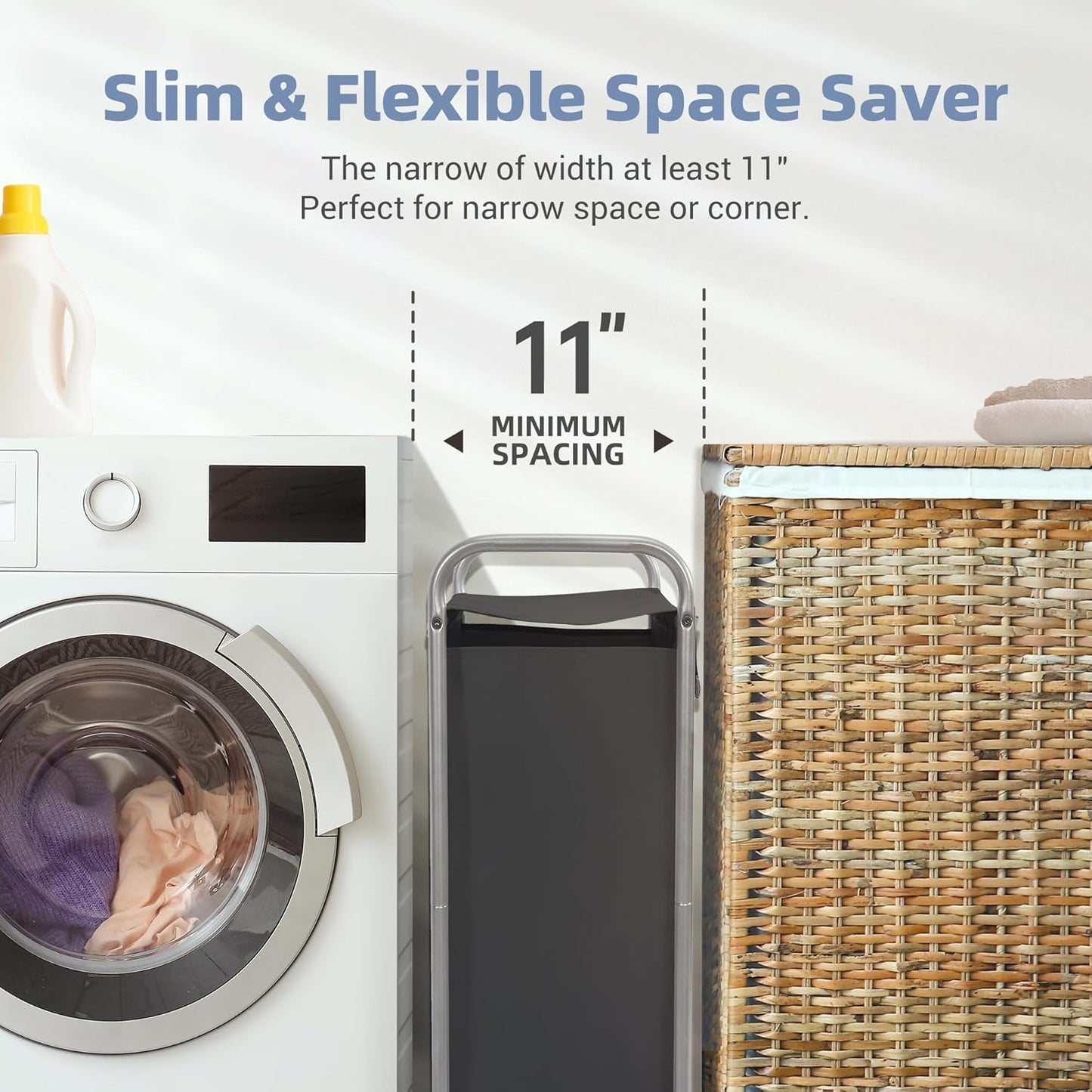 85 2 STORAGE MANIAC Rolling Laundry Hamper with Lid, L Laundry Sorter with Wheels, Loads Dirty Clothes Hamper, Laundrys