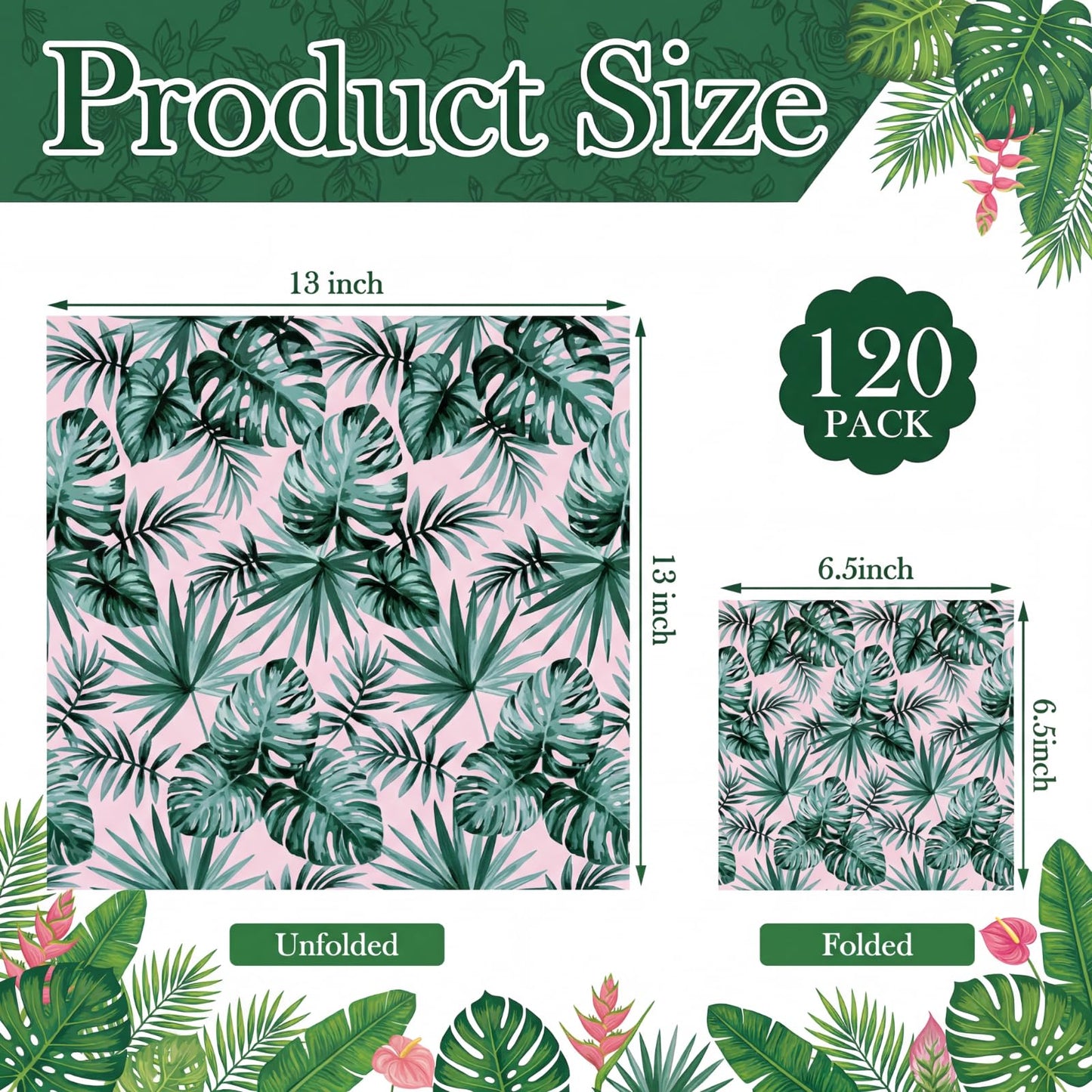 Glenmal 120 Pack Tropical Style Decoupage Paper Napkins, 12 Assorted Summer Decorative Cocktail Napkins for DIY Crafting Holiday Birthday Party Wedding Baby Shower, Each Unfolded 13 Inch