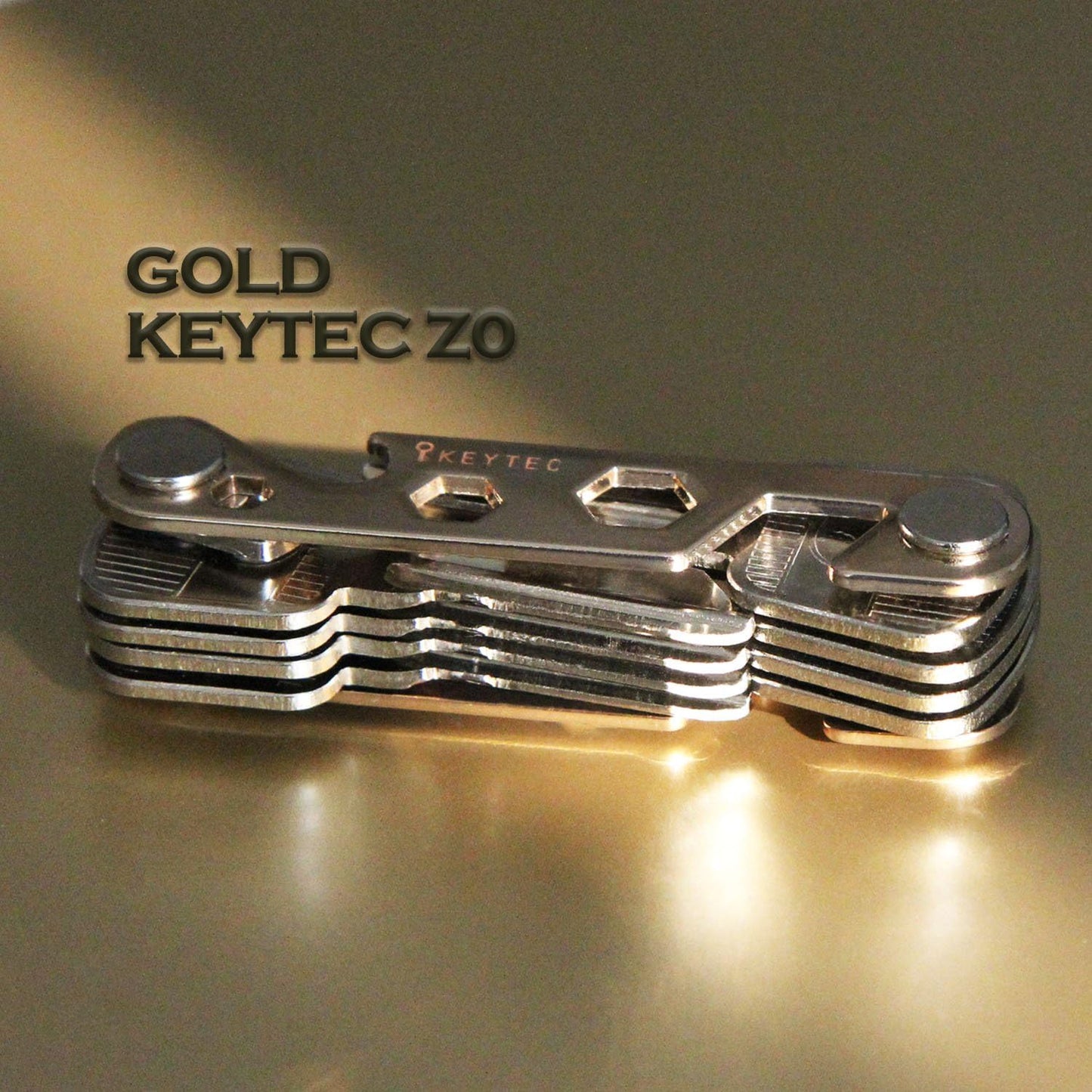 Compact Key Organizer (12-16 Keys), Premium Key Holder with Built-in Tools, Gold Frame