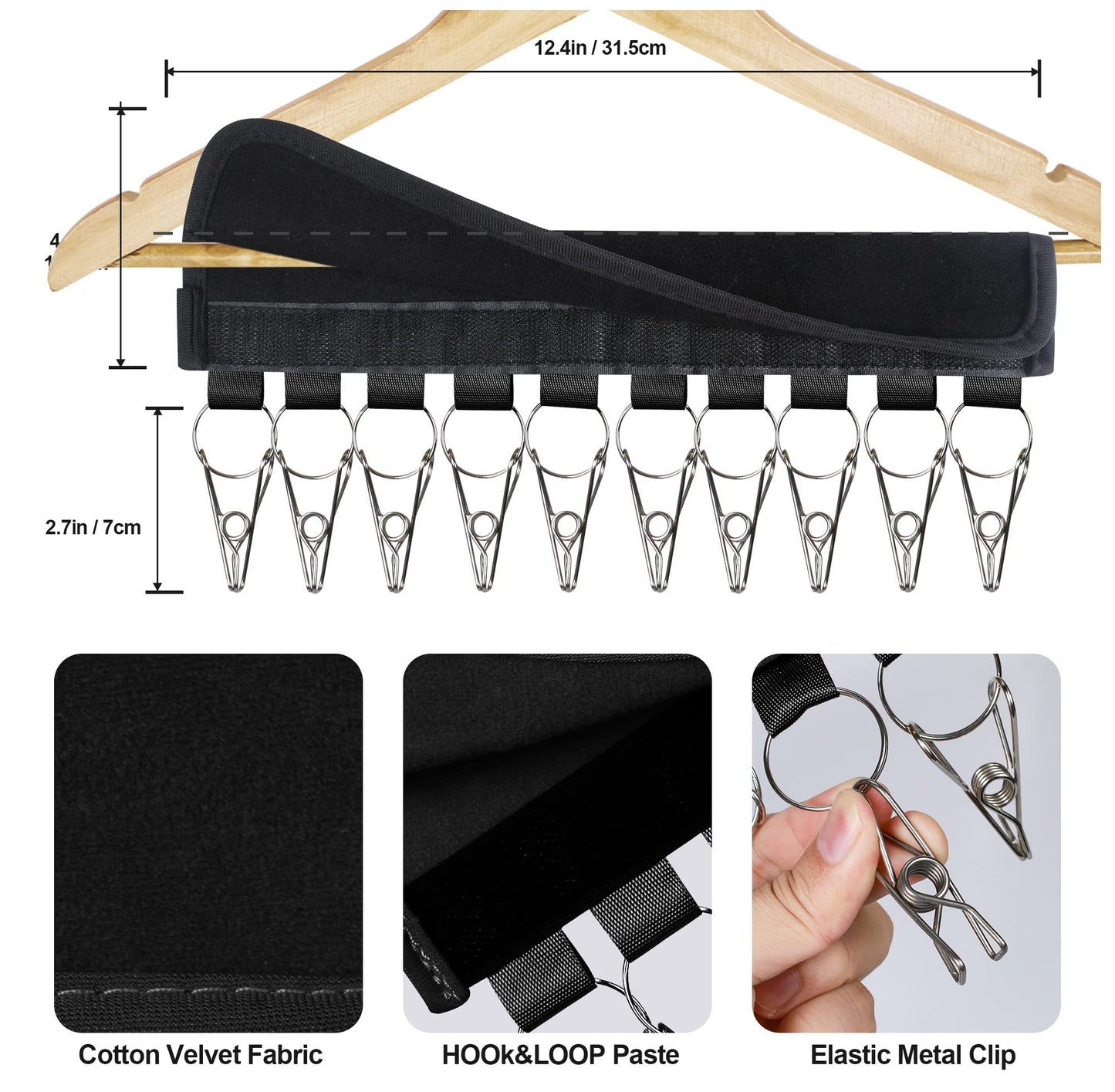 Hat Rack for Baseball Caps Hat Organizer Holder for Hanger & Room Closet Display, 2Pack 10 Hat Storage Clips for Hang Ball Caps Winter Beanie & Accessories, for Men, Women Gift (2PC Black)