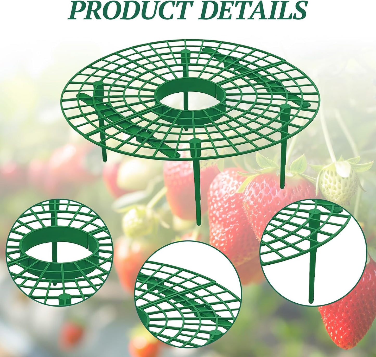 10 4 Pcs Round Strawberry Plant Support, Strawberry Plants Holder with Legs, Strawberry Plant Protector for Garden
