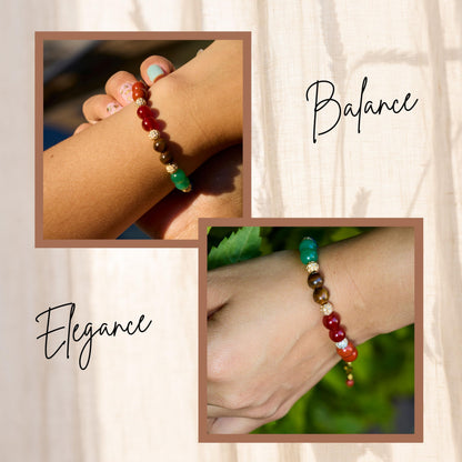 SEVEN KALM Protection and Healing Bracelet for Women - Handmade 7 Chakra Jewelry Crafted with Genuine Gemstones - Adjustable 8mm Bead Bracelet - Pulsera Para Mujer - Elegant Spiritual Accessory