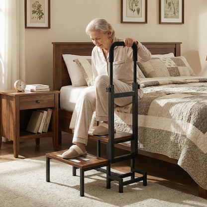 VonDream 2-Tier Bed Step Stool with Adjustable Handrails for High Beds