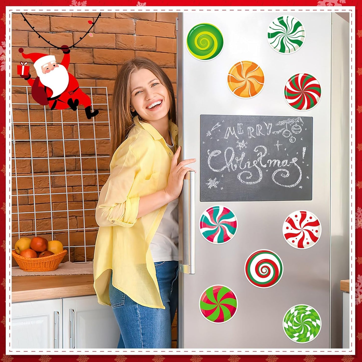 JULMELON 22 Pcs Christmas Candy Magnets, Refrigerator Car Magnets for Holiday DIY Decorations