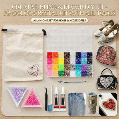 DRZY 38000Pcs Resin Jelly Rhinestones Bedazzling Kit - 32 Colors 3mm Flatback Gems with Glue, Pro Tools & Storage Bags for DIY Crafts, Shoes, Nail Art