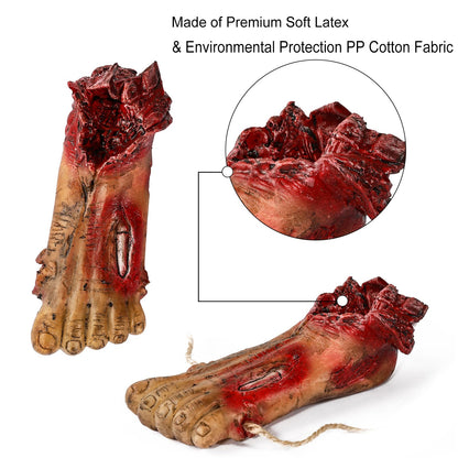 Lansian Halloween Decorations Blood Weapon Garland Banner Props Hanging Scary Fake Severed Hand Broken Body Parts for Haunted House Halloween Vampire Zombie Party Supplies (6pcs Body Parts)